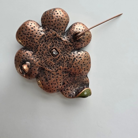 Upcycled Neck Tie /Scarf Vtg Flower Brooch Geometric Office Siren - Picture 7 of 7